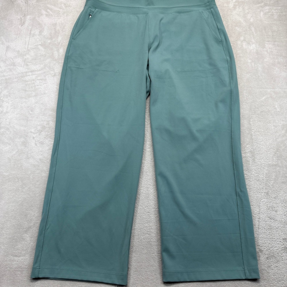 Athleta Pants Women's 2X Venice Wide Leg Teal Green Side‎ Zip Pockets Athleisure